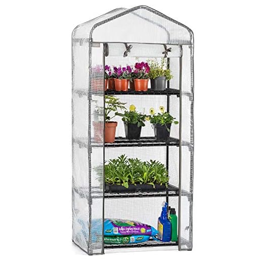 Christow Mini Greenhouse 4 Tier, Reinforced Four Shelf Growhouse, Portable Heavy Duty Garden Grow House, 5ft 2in x 2ft 2in x 1ft 6in