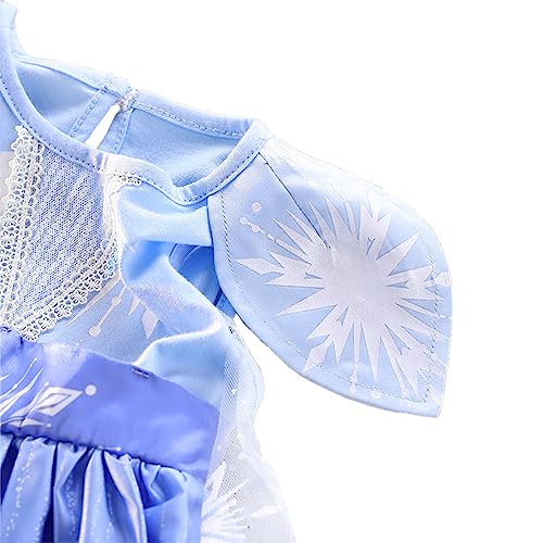 Lito Angels Kids Girls Princess Snow Queen Costume Party Fancy Dress Up with Cape and Accessories Age 2-3 Years Blue 267 - Image 3