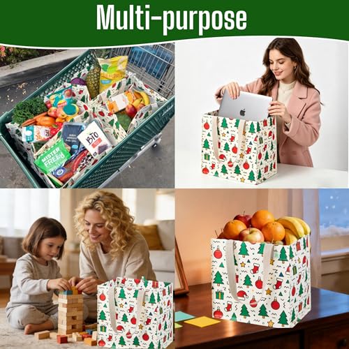 VENO 4 Pack Large Grocery Bag Reusable Shopping Bags with Hard Bottom — view 2