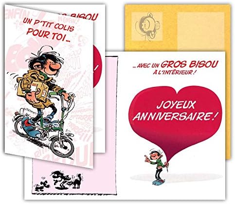 Gaston Lagaffe GLCT-0156 Bicycle Birthday Card with Envelope, black