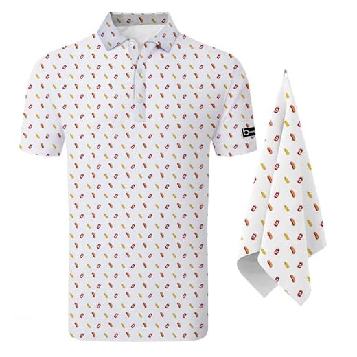 Mens Golf Shirt & Golf Towel - Father Day Golf Gifts for Men - Performance Moisture Wicking Dry Fit Polo Shirts for Men (Large) (US, Alpha, Large, Regular, Regular)