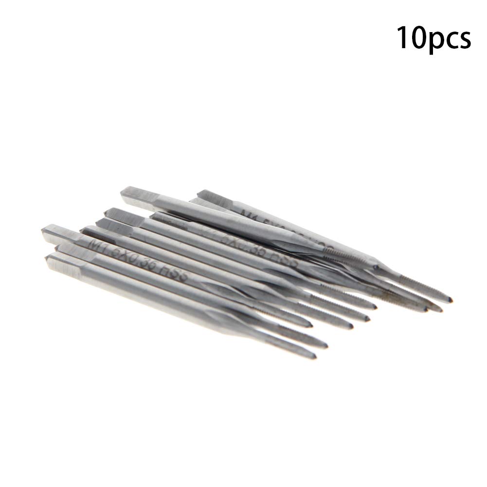 Auniwaig Machine Taps Spiral Flute Tap Uncoated HSS for Tthreading Machine and Electric Drills M1.5x0.35 Thread 10PCS