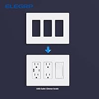 Vista 5 de ELEGRP Placas decorativas de pared de 3 segmentos sin tornillos, cubierta de placa frontal termoplástica irrompible para interruptor de toma