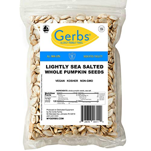 Gerbs Lightly Sea Salted Whole Pumpkin Seeds, 4 LBS, Top 14 Food Allergy