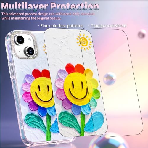 Casegis Compatible with iPhone 15 Plus&14 Plus Case,with [Soft Slim][Camera Protection] Cute Rainbow Flower Aesthetic Phone Cover Anti-Yellowing Shockproof Protective Cover for Women Girl-White by Casegis - Used condition - US$5.95