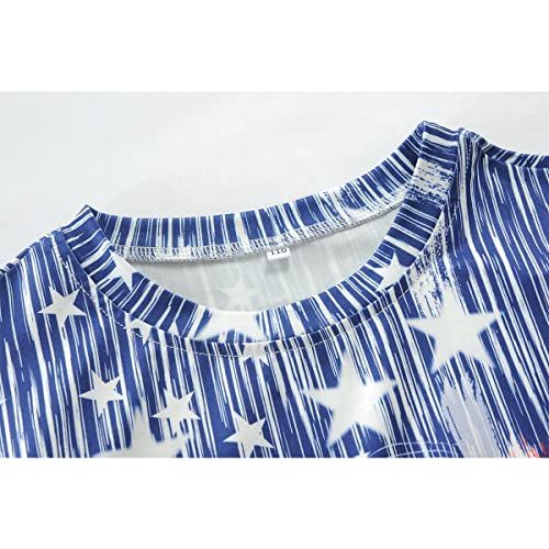 Image of Tkria Girls 4th of July Tank Tops Red White and Blue Shirt Toddler Girl American Flag Patriotic Outfit 2-7 Years
