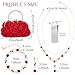 Hicarer 5 Pcs Women Rose Clutch Purse Rose Jewelry Set Evening Handbag Gold Necklace Earring Bracelet for Valentines Gifts(Red)