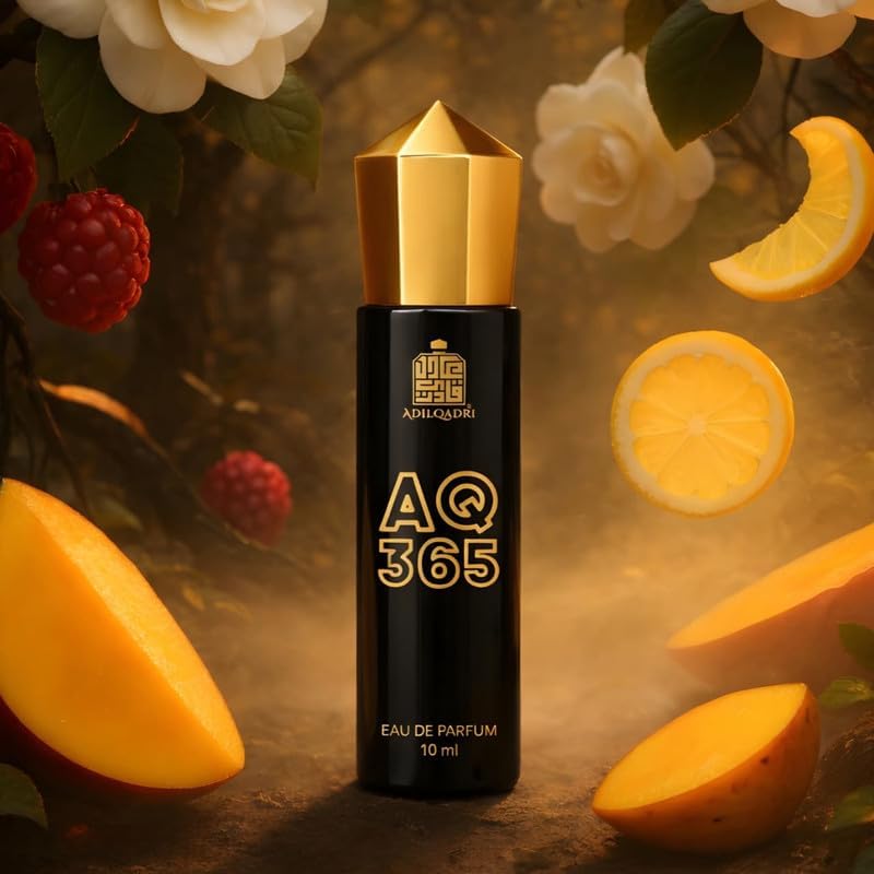 Adilqadri Aq 365 Perfume for Men & Women | Long-Lasting French & Fruity Extrait De Parfum | Invigorating Citrus, Aquatic & Floral Fragrance with Raspberry, Lemon, Jasmine, Amber, Musk | 10ml