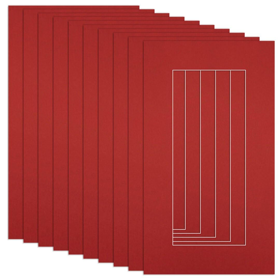 Procut Global 16x9" Crimson Picture Mounts to Fit 12x5" Aperture - Precision Cut Cardboard Photo Mount - Ideal for Frames, Prints, Artwork & Certificates - Sizes & Colours Available - 10 Pack