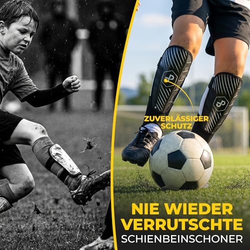 JDP Schienbeinschoner Kinder Fussball mit Knöchelschutz, bequeme Fußball Schienbeinschoner Kinder ab 6 Jahre ab ca. 125 cm Körpergröße… – Ansicht 2