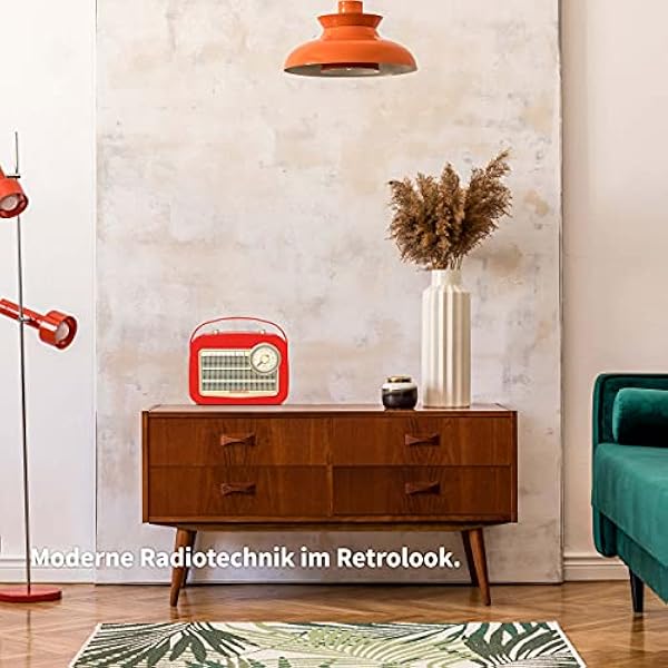 Nordmende Transita 130 - Radio portatile DAB /FM con regolatore di frequenza FM (streaming audio Bluetooth, USB, display LCD, batteria fino a 24 ore, maniglia, alloggiamento in similpelle) rosso