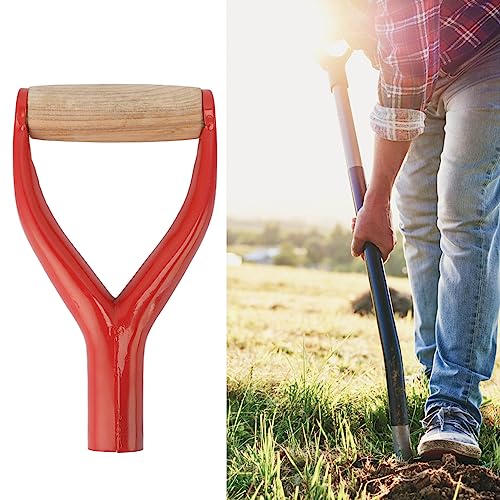 Schaufelgriff, Metallschaufel, Schaufelgriff, kurzer Griff, Schaufel mit Holzgriff für den Garten, Y-Form, 12,22 Zoll Innendurchmesser (Rot)