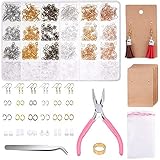 Queta Schmuckherstellung Set, Schmuck Basteln Zubehör mit Enthält Zange Schmuck Reparatur Set Ketten Band Anhänger Ohrring Accessoires Kit für DIY Bastelbedarf