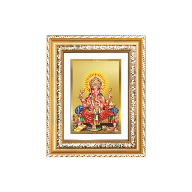 Image of DIVINITI Ganesha 24K Gold Plated Foil Wall and Tabletop Photo Frame for Home Decor, Puja Room, Living Room, Office, Luxury Gifting | DG Frame 112 S2 (21.5x17.5 CM)