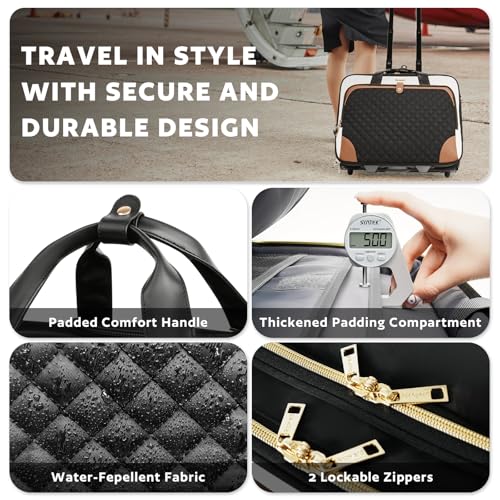 Image of Arcoyard Rolling Laptop Bag, Large Rolling Briefcase for Women with Waterproof Pocket, 17.3 Inch Computer Bag Laptop Case with Wheels, Roller Work Bag for Office Travel Business Teacher, Beige Brown