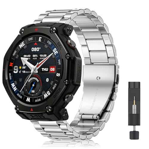 Bracelet Amazfit T-Rex 3 Pro 48 mm en acier poli d'exception
