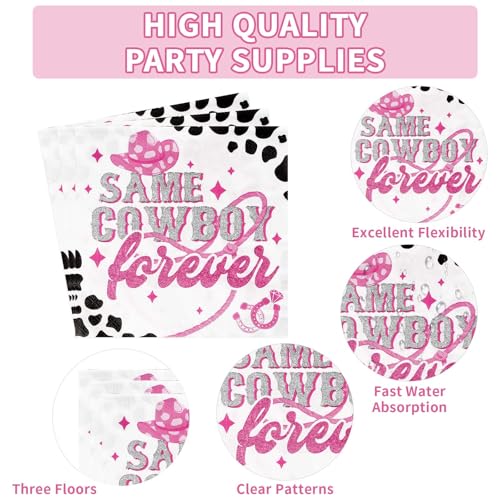 Image of Grencian 96Pcs Last Rodeo Bachelorette Party Decorations,Serves 24 | Pink Silver Disco Cowgirl Plates Napkins Let's Go Girls Tableware Set for Nashville Western Bridal Baby Shower Bday Supplies