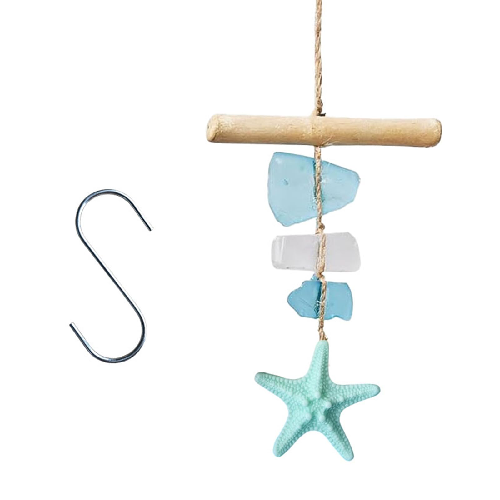 ZEPFJHE Sandblasted Sea Glass and Driftwood Wind Chimes for Patio Yard Window Handcrafted Windchimes Suncatchers