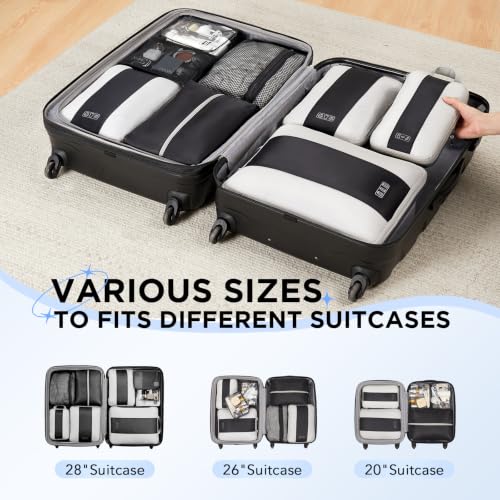Image of OlarHike 9 Set Compression Packing Cubes for Travel Essentials,Compressible Expandable Space Saver Bags for Organizing Clothes,Luggage Suitcase Garment Bags with Over 1000 pcs Mesh Holes(Yellow)