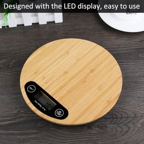Image of Digital Food Scale,Multi-Functional Kitchen Appliance,Precise Weight Measuring and Portion Control,Baking and Cooking Made Simple,Stainless Steel Platform(Wooden Round)