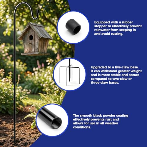Spetsbst Garden Schäferhaken 2 Stück 120 cm Metallstangen Garten Höhenverstellbar Geeignet für laternenhalter Blumenampeln Pflanzkörbe Windspiele vogelhausständer