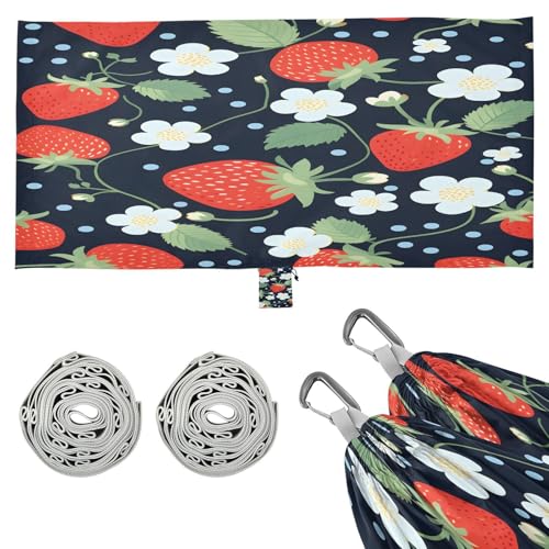 DUOBU Hammocks for Outside Strawberry Flower Camping Hammock Portable Hammocks with Tree Straps and Carry Bag Camping Accessories for Hiking Beach Outdoor