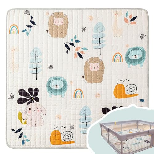 GSOLENE Baby Play Mat,50x50 Play Mat for Floor, Soft Thick Baby Floor Play Mat for Infants, Babies, Toddlers Tummy Time,Baby Crawling Mat,Machine Washable Cushioned for Playpen,Animals