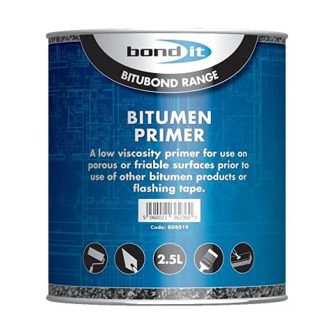 Bond-It Bitubond BDB034 Bitumen Primer (2.5 Ltr) - Seals, Waterproofs and repairs leaking wood, concrete, asphalt or steel roofs Cover
