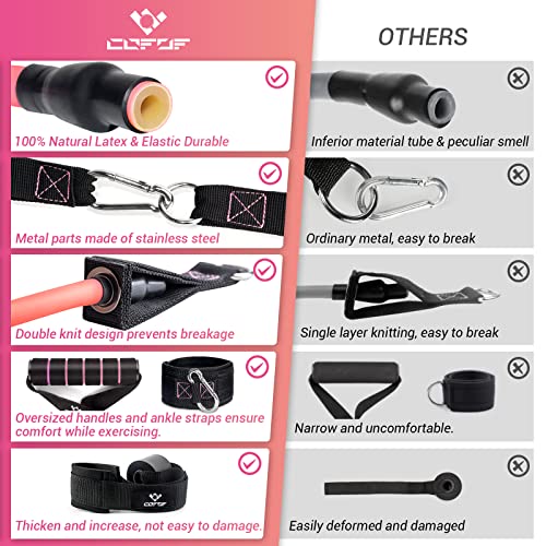 Image of Resistance Bands with Handles for Women, 5 Level Exercise Bands | Workout Bands for Physical Therapy, Yoga, Pilates, Door Anchor, Storage Pouch, Training Poster