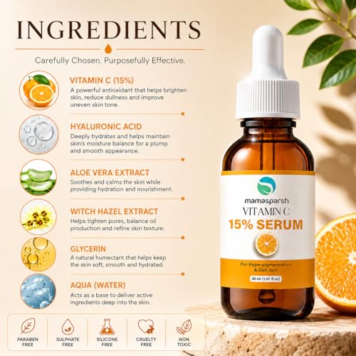 Image of Vitamin C 15% Face Serum for Men & Women, 30 ml | Glowing Skin, Skin Brightening & Hydrating, For Dull & Uneven Skin Tone, Lightweight Daily