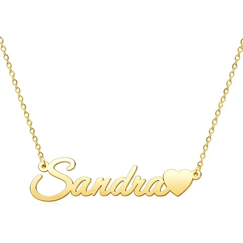 Custom Personalized Name Necklace Customized 18K Gold Plated Letter Initial Pendant Jewellery Birthday Christmas Gift for Women Girls Mom Best Friend Sister