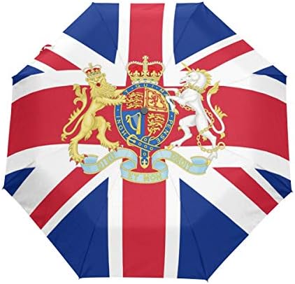 CHINEIN Travel Umbrella Auto Open Compact Folding Sun & Rain Protection London British Flag National Emblem