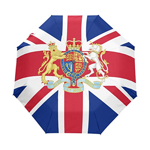 Chinein Travel Umbrella Auto Open Compact Folding Sun & Rain Protection London British Flag National Emblem #TOP1