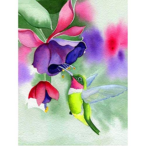 DIY 5D Diamond Painting Full Round Drill Brid & Flower Diamond Embroidery Cross Stitch Mosaic Rhinestones Wall Art Home Decor A15 50x70cm