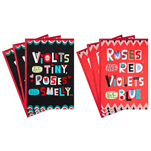Hallmark 0599VFE7982 Valentine's Day Greeting Cards for Kids (Two-Tone Letters, 6 Cards and 6 Envelopes)