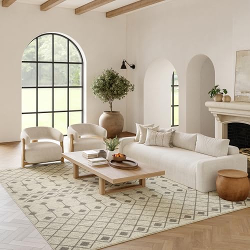 Comparison: 9'X9' Kitchen Layout 10 Nourison Grafix Moroccan Ivory/Grey 6' x 9' Area Rug, Easy Cleaning, Non Shedding, Bed Room, Living Room, Dining Room, Kitchen (6x9)