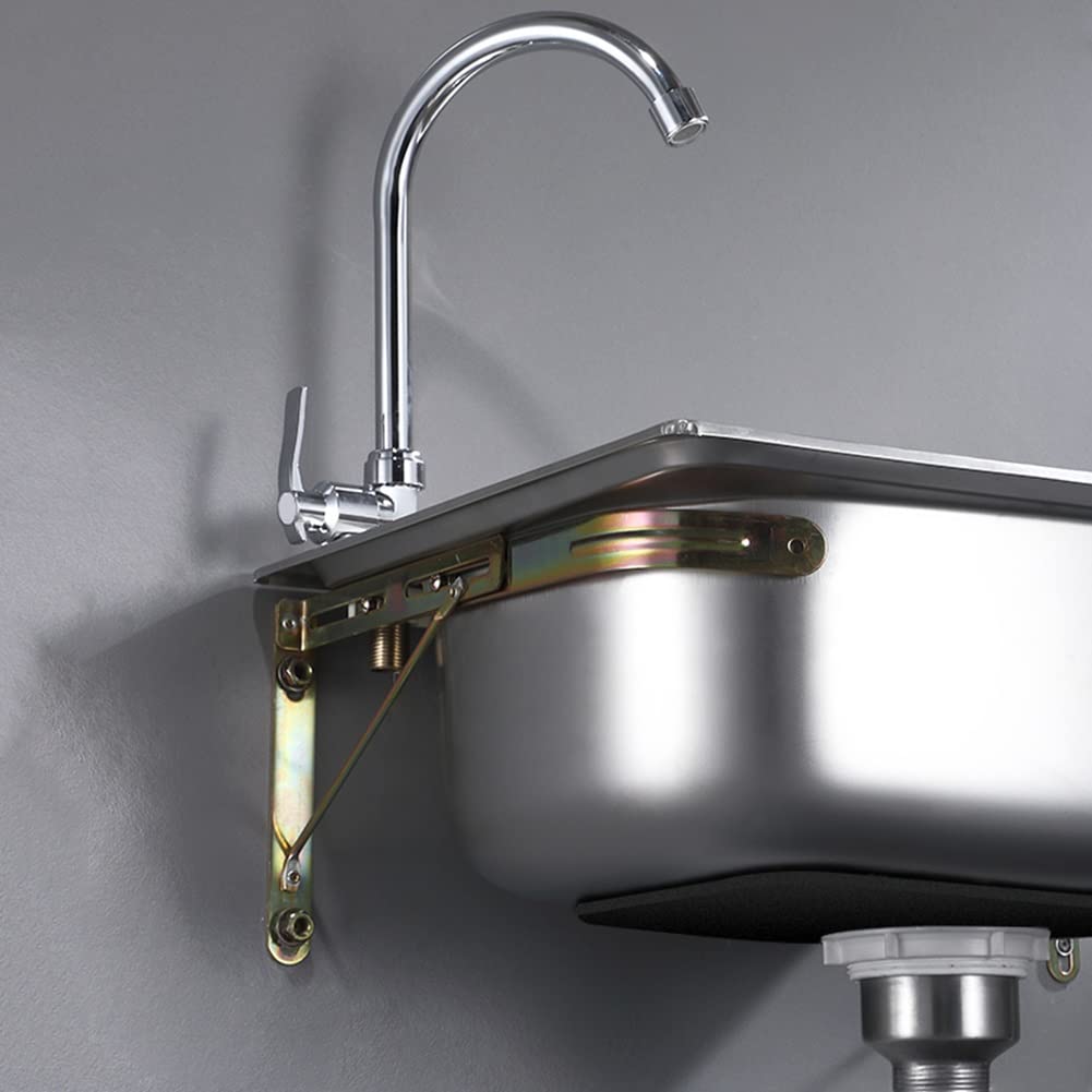 Fregadero De Acero Inoxidable De Una Cubeta Para Lavar Con Grifo De Cuello De Cisne - Lavamanos De Montaje En Pared Para Restaurante, Cocina Y Hogar - Fregadero De Cocina ( Color : Silver , Tamaño : 3