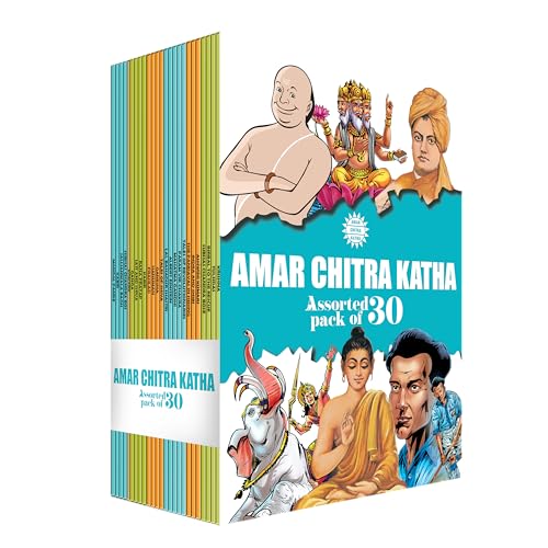 Image of Amar Chitra Katha Assorted Pack of 30 Collector's Set | Collection of Indian Mythology, History & Legends | 30 Illustrated Classic Comics | Premium ... for Kids (Amar Chitra Katha Collection)