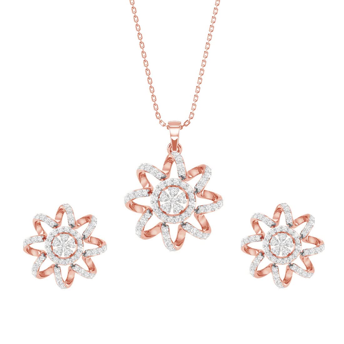 CLARA 925 Sterling Silver Anna Pendant Earring Chain Jewellery Set | Rose Gold Rhodium Plated, Swiss Zirconia | Gift for Women & Girls (B0BD5P9LP6) Amazon Price History, Amazon Price Tracker