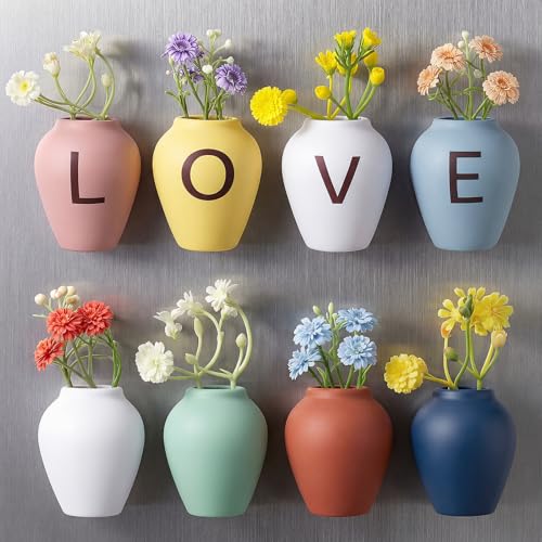 8 imanes mini jarrones decorativos para nevera con flores miniatura 1