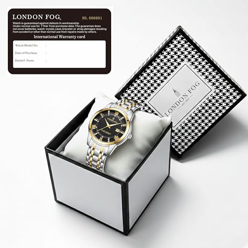 Image of London Fog Regent Collection Analog Quartz Watch for Men with Round Dial and Stainless Steel Strap, Metal Case, Date Display, Luminous Hands & Hour Markers, Water Resistant