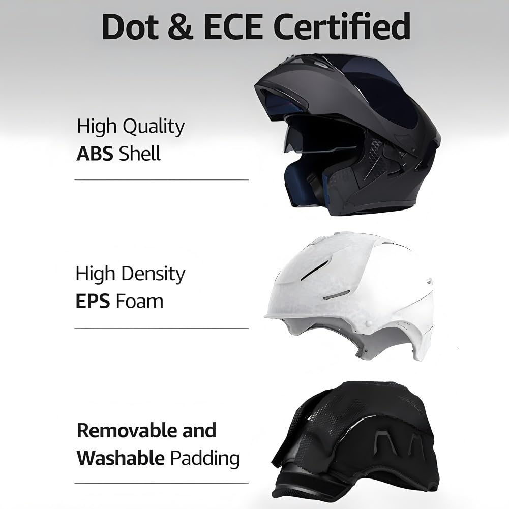 Motorradhelm Für Herren Motorrad Klapphelm, Helm Motorrad Mit DOT/ECE Zertifizierung Integralhelm Mit Doppelvisier Roller Moped Helm Modulare Helm, Für Motorradhelm Herren Damen