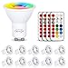 HYDONG Bombilla LED Colores GU10 6W RGB LED Foco Multicolor Bombillas con mando, 12 colores + Calido Blanca, 540lm, AC85-265V, para Aplique, Lámpara de riel, Luz de techo empotrada (Paquete de 10)