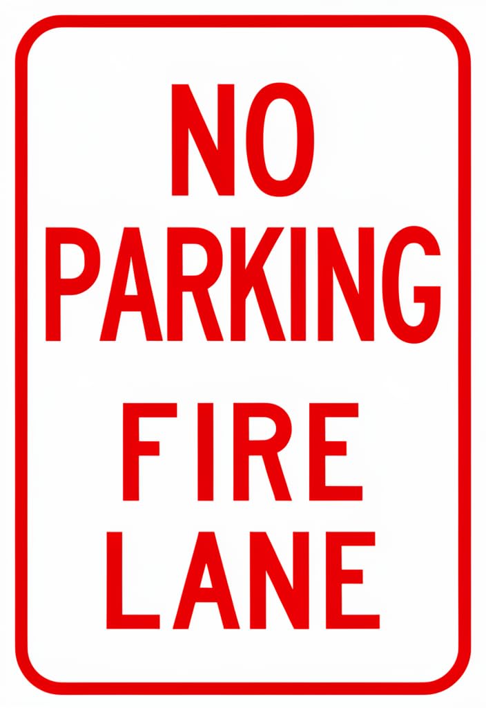 peiyeety No Parking Fire Lane Tin Sign 12x8 Inch, Red & White Metal Warning Parking Sign, High-Visibility Wall Decor for Garage, Driveway, Business, Office, Safety Notice Gift