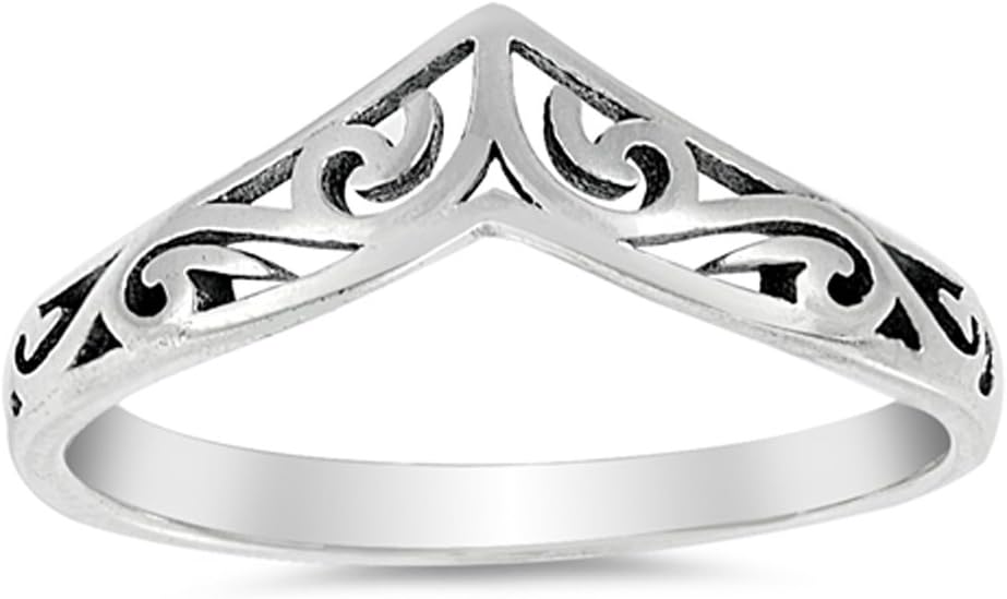 Filigree Celtic Chevron Thumb Ring 925 Sterling Silver Victorian Band Sizes 3-13