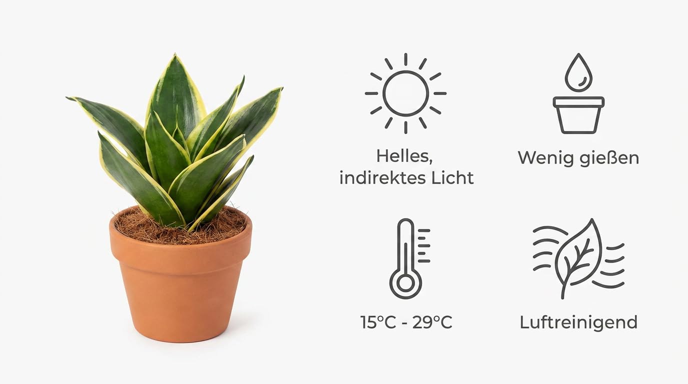 IFLO® Bogenhanf Sansevieria Laurentii 2er-Set – 50-65 cm, luftreinigende, pflegeleichte Zimmerpflanzen im Topf 17-19 cm