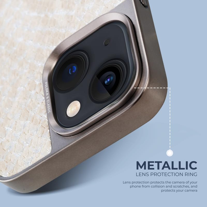 Image of PULOKA for iPhone 14 Back Cover with Kickstand & Metal Camera Ring & 360 Military-Grade Protection, | Ultra Hybrid Slim Case (White, iPhone 14)