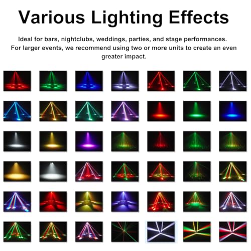 Image of Moving Head Dj Lights for Parties, Disco Stage Lights 6-in-1 LED RGBW 6 Arms Light for Parties Support DMX-512 & Sound Activated, Dj Lighting for Party KTV Wedding Club, World Cup