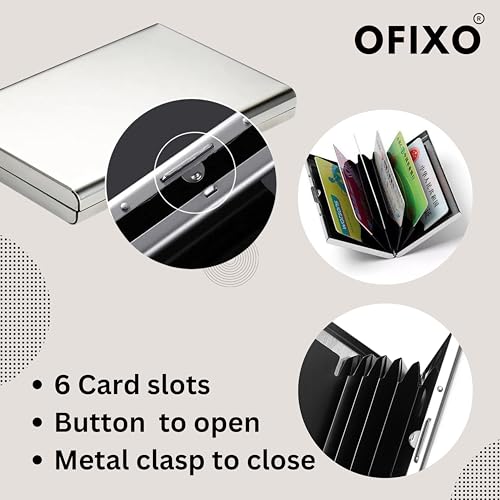 Image of OFIXO Credit Card Holder Protector Stainless Steel Credit Card Wallet Slim Metal Credit Card Case for Men and Women (MT-Silve)