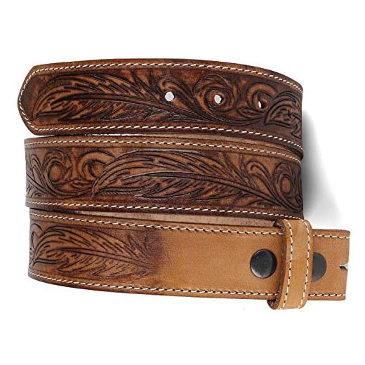 F&L CLASSIC Western Belt without buckle for men – Full Grain Leather Cowboy Belts for jeans - One Piece Leather strap belt, USA,2022-06, size 38